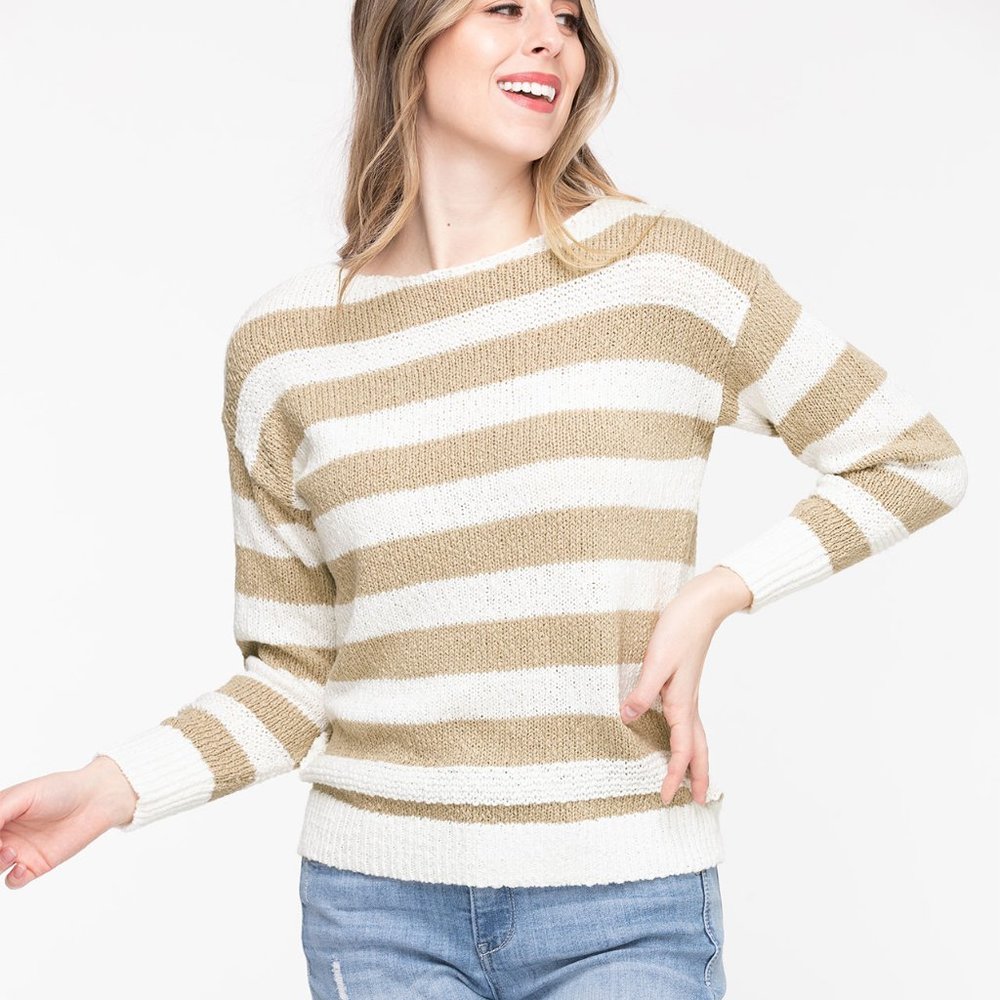 Rickies eco-friendly boat neck knit pullover.